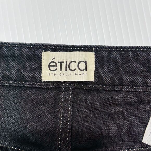 NWT ETICA Cami Halter Black Pearl Denim Jumpsuit Crop Wide Leg Size L - Picture 11 of 16